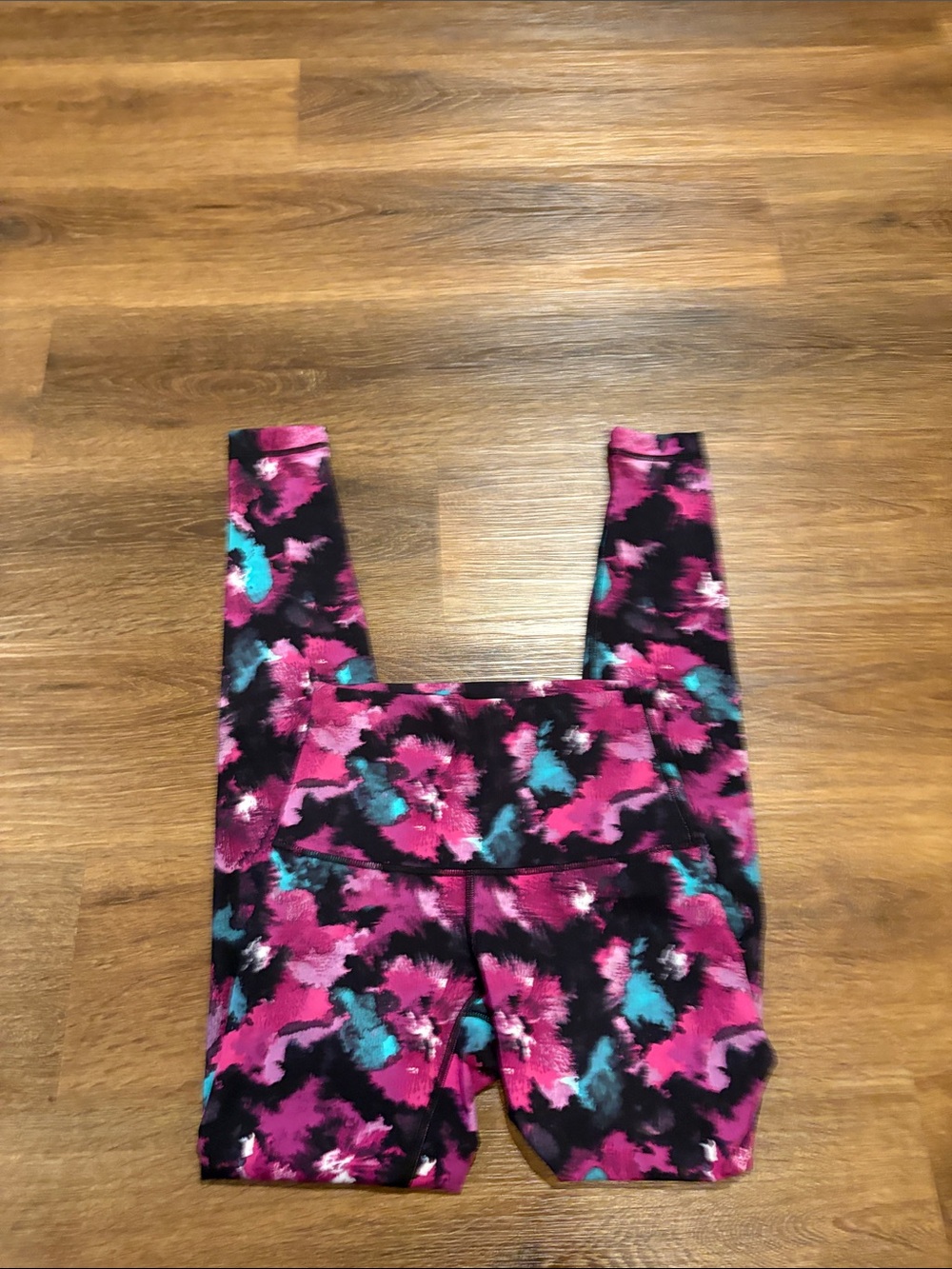 Lululemon Floral Leggings Size 4 Pink Teal Black Activewear